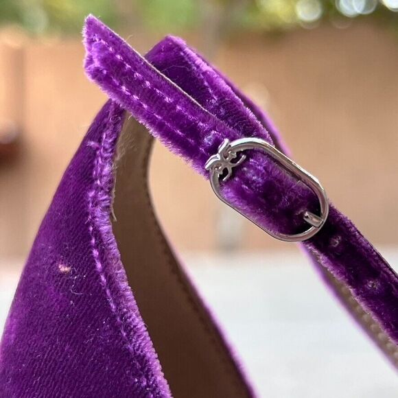 Sam Edelman Purple Velvet Heels with Ruffled Bow - Picture 3 of 6